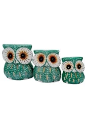 Ahşap Tombul Baykuş Üçlü Biblo No.6 thumbnail 6