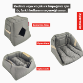 XPERMATE 3 Fonksiyonlu Kedi Evi - Küçük Irk Köpek Evi - Kedi Mağara Kedi Yuvası - Kedi Yatağı Antrasit - 1