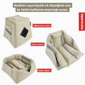 XPERMATE 3 Fonksiyonlu Kedi Evi - Küçük Irk Köpek Evi - Kedi Mağara Kedi Yuvası - Kedi Yatağı Bej - 1