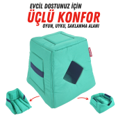 XPERMATE 3 Fonksiyonlu Kedi Evi - Küçük Irk Köpek Evi - Kedi Mağara Kedi Yuvası - Kedi Yatağı Turkuaz - 3