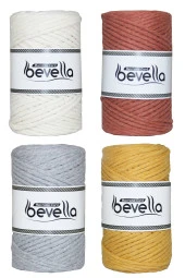 Ekru, Açık Gri, Kiremit, Hardal Taranabilir 3 mm Makrome İpi Tek Büküm thumbnail 1