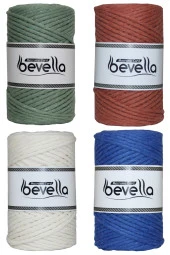 Ekru, Mentol Yeşil, Kiremit, Saks Mavisi Taranabilir 3 mm Makrome İpi thumbnail 1