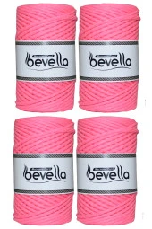 Taranan Makrome İpi Tek Büküm Taranabilir 3 mm ip Pamuk Makrome ipleri 1 kg (4X250 gr) thumbnail 1