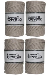 Taranan Makrome İpi Tek Büküm Taranabilir 3 mm ip Pamuk Makrome ipleri 1 kg (4X250 gr) thumbnail 1