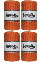 Taranan Makrome İpi Tek Büküm Taranabilir 3 mm ip Pamuk Makrome ipleri 1 kg (4X250 gr) thumbnail 1