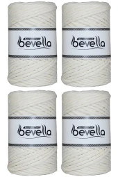 Taranan Makrome İpi Tek Büküm Taranabilir 3 mm ip Pamuk Makrome ipleri 1 kg (4X250 gr) thumbnail 1