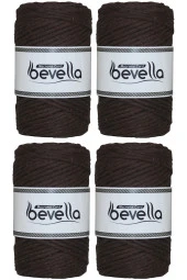 Taranan Makrome İpi Tek Büküm Taranabilir 3 mm ip Pamuk Makrome ipleri 1 kg (4X250 gr) thumbnail 1