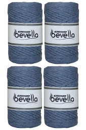 Taranan Makrome İpi Tek Büküm Taranabilir 3 mm ip Pamuk Makrome ipleri 1 kg (4X250 gr) thumbnail 1