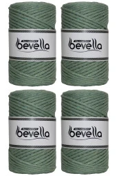 Taranan Makrome İpi Tek Büküm Taranabilir 3 mm ip Pamuk Makrome ipleri 1 kg (4X250 gr) thumbnail 1