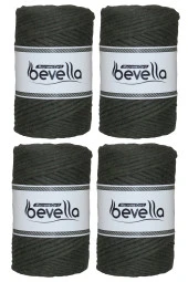 Taranan Makrome İpi Tek Büküm Taranabilir 3 mm ip Pamuk Makrome ipleri 1 kg (4X250 gr) thumbnail 1