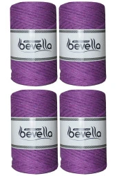 Taranan Makrome İpi Tek Büküm Taranabilir 3 mm ip Pamuk Makrome ipleri 1 kg (4X250 gr) thumbnail 1