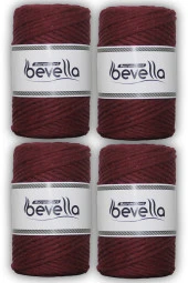 Taranan Makrome İpi Tek Büküm Taranabilir 3 mm ip Pamuk Makrome ipleri 1 kg (4X250 gr) thumbnail 1