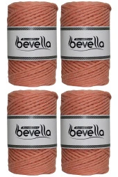 Taranan Makrome İpi Tek Büküm Taranabilir 3 mm ip Pamuk Makrome ipleri 1 kg (4X250 gr) thumbnail 1