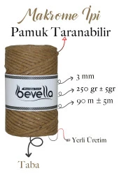 Taranan Makrome Ipi 3mm Taranabilir Pamuk Tek Büküm Makrome Ipi Taba thumbnail 2