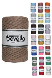 Taranan Makrome Ipi 3mm Taranabilir Pamuk Tek Büküm Makrome Ipi Koyu Bej thumbnail 1