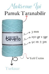 Taranan Makrome Ipi 3mm Tek Büküm Taranabilir Pamuk Makrome Ipi Turkuaz thumbnail 2