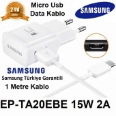 Samsung Galaxy S8003 Jet Orijinal EP-TA20EBE 15W 2A Hızlı Şarj Cihazı ve Micro USB Kablo thumbnail 1
