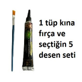 Kendi Dövme Setini Tasarla 1 tüp Kına 5 adet Dövme Şablonu ve Fırça Paketi - 1