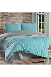 Boreas Home Premium Turkuaz Gri Pamuklu Tek Kişilik Nevresim Takımı - 1