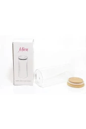 Mien 450 ML Bambu Kapaklı Cam Kavanoz Mien-6515 thumbnail 1