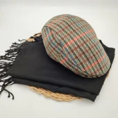 Haki Renk Çizgili Model Kasket ve Atkı İkili Takım - 9