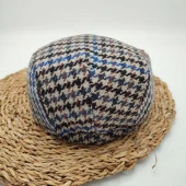 Nokta Desenli Gri Renk Klasik Erkek Kasket - 8