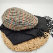 Haki Renk Çizgili Model Kasket ve Atkı İkili Takım - 4