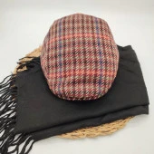 Bordo Renk Çizgili Model Kasket ve Atkı İkili Takım - 6