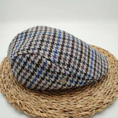 Nokta Desenli Gri Renk Klasik Erkek Kasket - 10