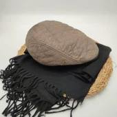 Kare Desenli Vizon Renk Kasket ve Atkı İkili Takım - 4