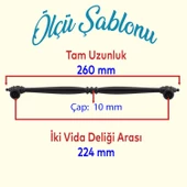 Petek Lüx Mutfak Mobilya Çekmece Dolabı Dolap Kulpu Kulbu Düz Metal Kulp Kulpu 224 Mm Siyah Kulpları - 2