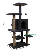Y-01 Salıncaklı Yuvalı Lüx Kedi Tırmalama Oyun Evi-Antrasit - 5