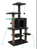 Y-01 Salıncaklı Yuvalı Lüx Kedi Tırmalama Oyun Evi-Antrasit - 4