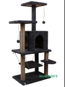 Y-01 Salıncaklı Yuvalı Lüx Kedi Tırmalama Oyun Evi-Antrasit - 3