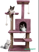 Y-01 Salıncaklı Yuvalı Lüx Kedi Tırmalama Oyun Evi-Gül Kurusu - 2