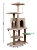 Y01  Salıncaklı  Yuvalı Lüx  Kedi Tırmalama  Oyun Evi-Bej - 4
