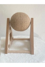 Ahşap İpli Kedi Oyuncagi Topu Kedi Tırmalaması thumbnail 3