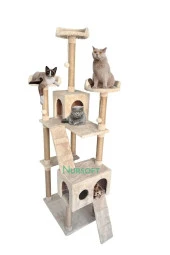 Cat City Yeni Rezidans Kedi Oyun Evi ve Tırmalama Bej - 1