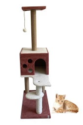 Kedi Tırmalama Ve Oyun Evi 124 Cm Antrasit thumbnail 1