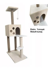 Kedi Tırmalama Ve Kedi Oyun Evi Krem - 1
