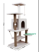 Y-01 Salıncaklı Yuvalı Lüx Kedi Tırmalama Oyun Evi-beyaz - 2