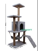 B-07 Hamaklı Yuvalı Lüx Kedi Tırmalama Evi Gri - 4