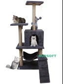 B-07 Hamaklı Yuvalı Lüx Kedi Tırmalama Evi Antrasit - 2