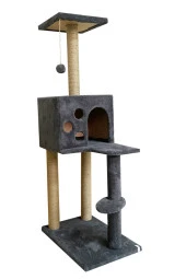 Kedi Tırmalama Ve Oyun Evi 124 Cm Antrasit thumbnail 1