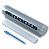 Universal Araç İçi Alüminyum Değiştirilebilen Geçici Park Telefon Numaratörü Gümüş - 1