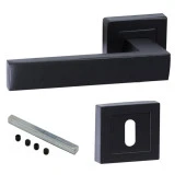 Avanti Mat Siyah Kare Rozetli Oda Kapı Kolu Metal Sağa Sola Uygun (1 TAKIM) thumbnail 4