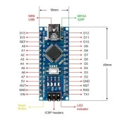 Arduino Nano V3.0 Geliştirilmiş CH340 Chip + USB Kablo thumbnail 2