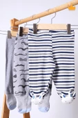 Babyhola 3'lü Çıngıraklı Peluş Oyuncaklı Patikli Pantolon ve Kendinden Çoraplı Kız Erkek Bebek Çocuk Ayaklı Pantolon 3'lü Set - 1