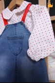 Babyhola 2'li Kot Jile Gömlek Kız Bebek Çocuk Elbise Takım - 5
