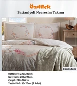 Özdilek Trendy Battaniyeli Çift Kişilik Nevresim Takımı-Candidum Krem - 2